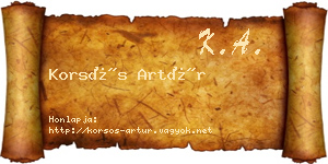 Korsós Artúr névjegykártya